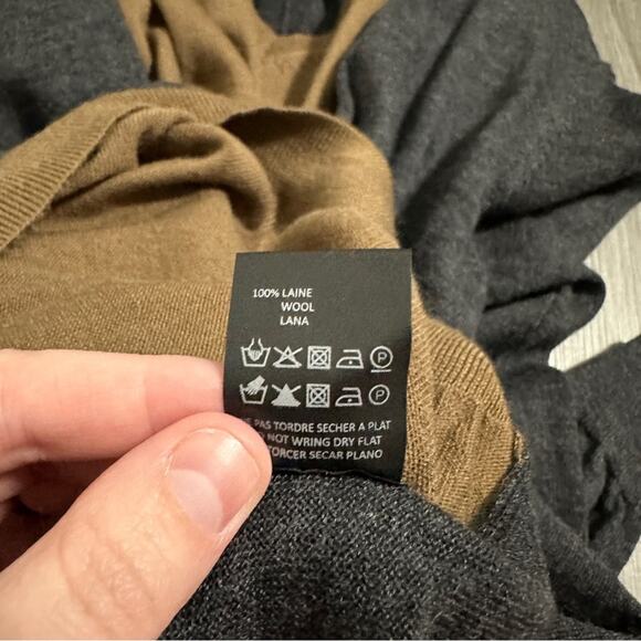 The Kooples Wool Gray & Tan Long Sleeve Cardigan Sweater Size XL - Picture 7 of 13